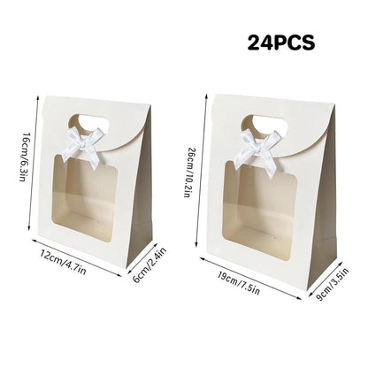 24PCS Bow Flap Tote Bag Reusable Shopping Carry Bag Gift Party Packaging Bag - 26x19x9cm