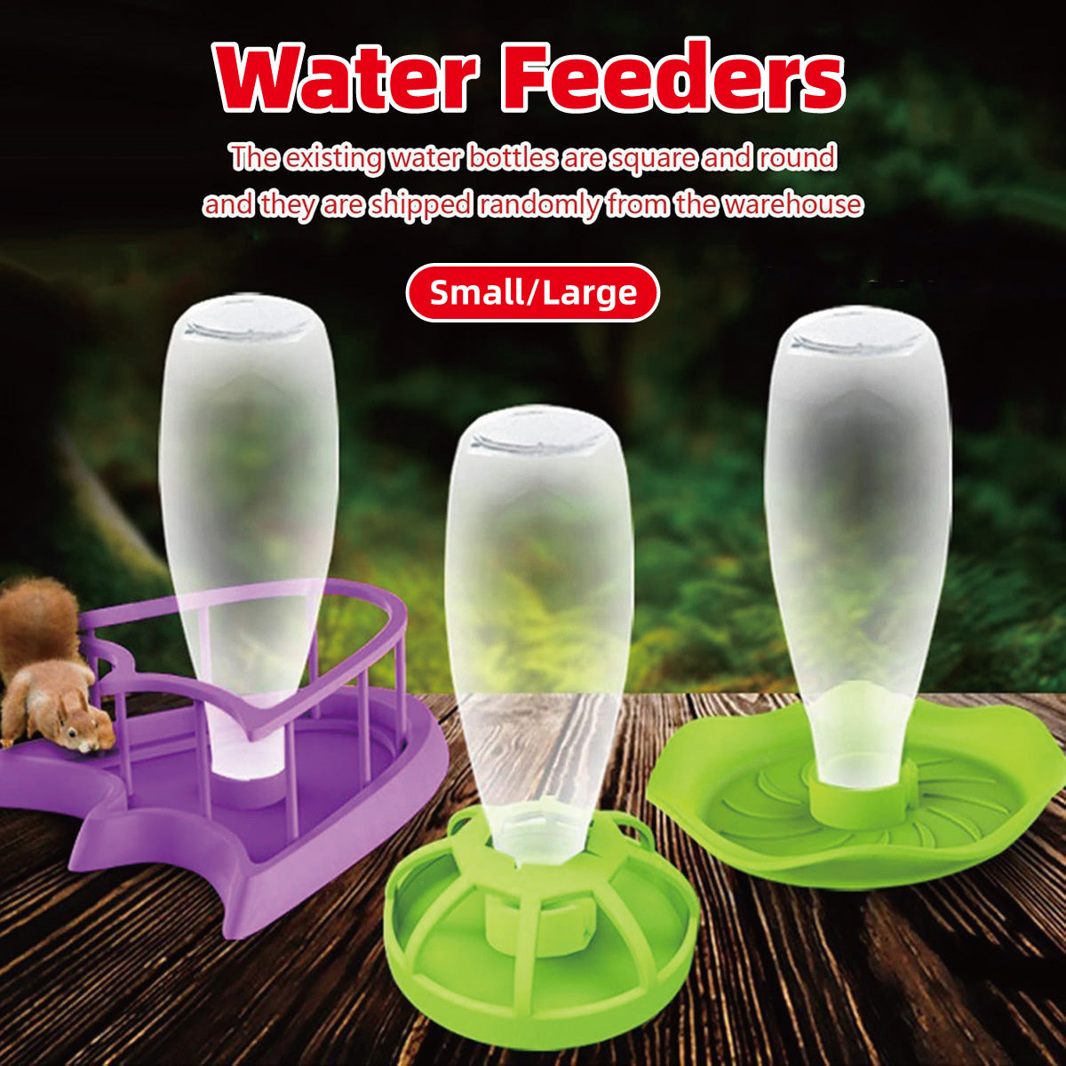 Reptile Water Bowl with Bottle for Lizard Gecko Snake Inverted Bottle Dispenser - Purple Platform S