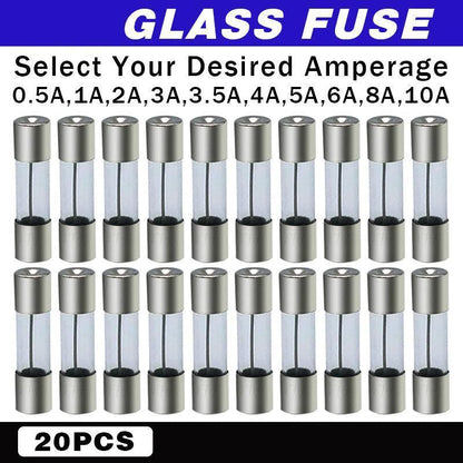 20Pcs M205 Glass Fuse 5Mm X 20Mm Slow Blow 250V / Select From 0.5A To 10A  Amp - 20PCS F2A