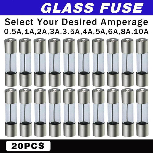 20Pcs M205 Glass Fuse 5Mm X 20Mm Slow Blow 250V / Select From 0.5A To 10A  Amp - 20PCS F8A