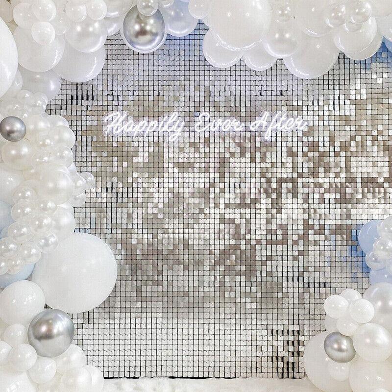 Rectangle Tinsel Curtain Shimmer Wall Backdrop 2M Length Party Decoration Sequin - Light Blue