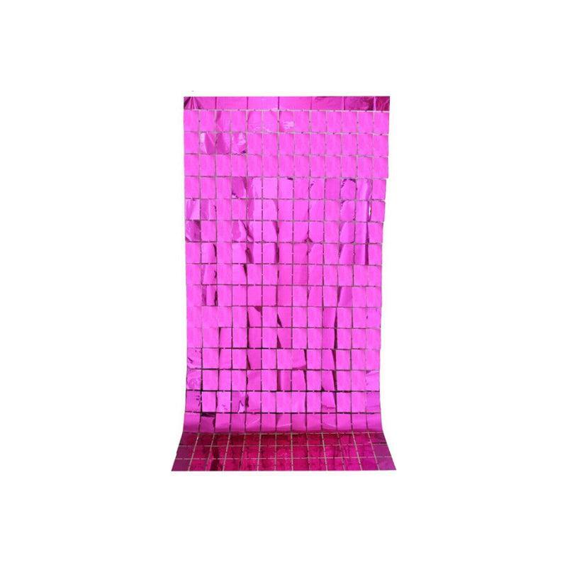 Rectangle Tinsel Curtain Shimmer Wall Backdrop 2M Length Party Decoration Sequin - Rose Gold