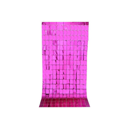 Rectangle Tinsel Curtain Shimmer Wall Backdrop 2M Length Party Decoration Sequin - Rose Gold