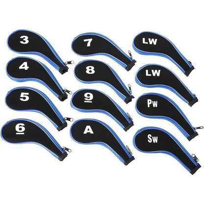 12Pcs Golf Head Cover Iron Putter Driver Headcover Protective Set Club Covers - Red