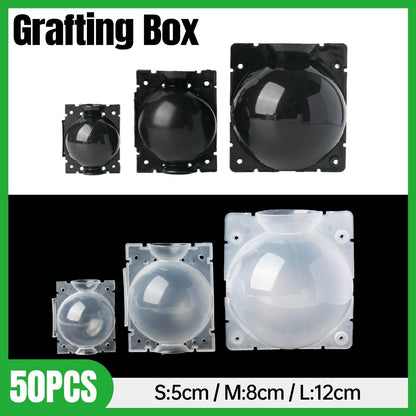 50pcs Plant Rooting Device High Pressure Grafting Box for Seedling Branch Garden - Black M-50PCS