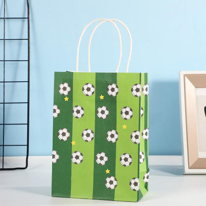 30PCS Fashion Ball Kraft Paper Gift Bag Festivals gift tote bag Party Favor Bag - Green-Football-30pcs