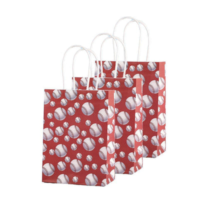 30PCS Fashion Ball Kraft Paper Gift Bag Festivals gift tote bag Party Favor Bag - Green-Football-30pcs