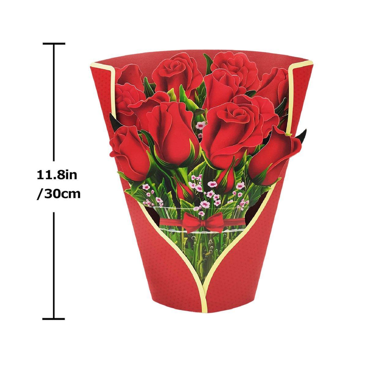 New Style 3D Pop Up Cards Paper Flower Bouquet Greeting Card for All Occasions - Greenish Lily Flower