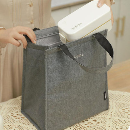 M Size Lunch Bag Thermal Insulated Box Bento Pouch Food Tote Work School Picnic - Grey