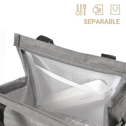 M Size Lunch Bag Thermal Insulated Box Bento Pouch Food Tote Work School Picnic - Grey