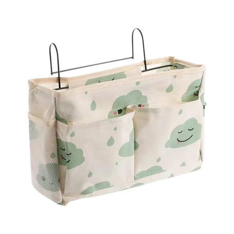 Hanging Bedside Storage Caddy with Pockets for Bunk Bed Dorm Couch Organizing - Grey Triangle