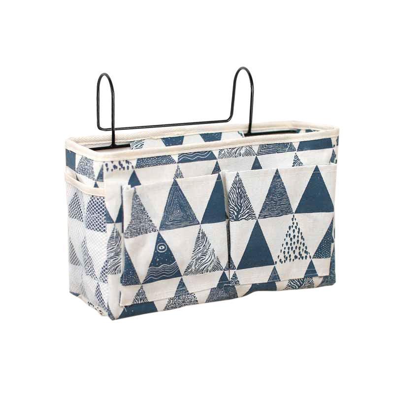 Hanging Bedside Storage Caddy with Pockets for Bunk Bed Dorm Couch Organizing - Grey Triangle
