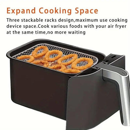 Air Fryer Grill Rack Multi Layer Removable Shelf Mesh Rack for Cooking BBQ - Round