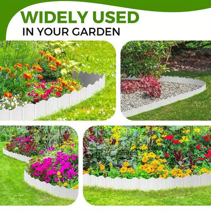 20PCS Garden Edging Fence Decorative Plastic Lawn Border Panels Landscaping - Black