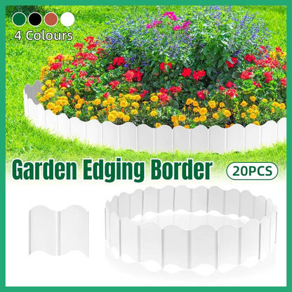 20PCS Garden Edging Fence Decorative Plastic Lawn Border Panels Landscaping - White