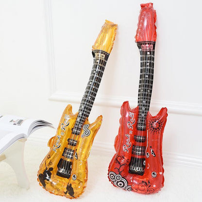 Guitar Foil Balloon Air Fill Rock and Roll Music Party Wedding Birthday Decoration - Gold