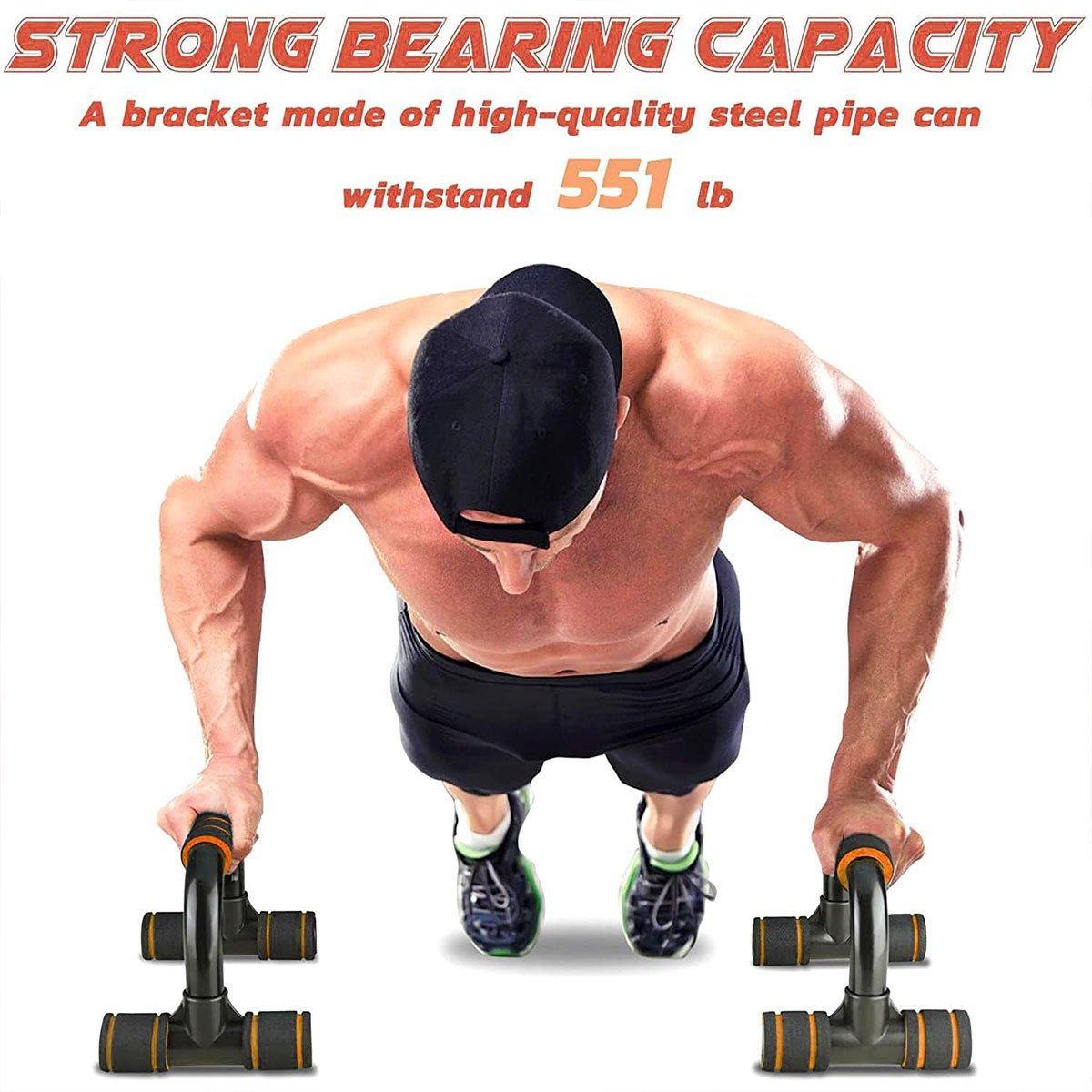 H Shaped Push Up Bars Home Fitness Equipment for Chest Arm Shoulder Training - Green