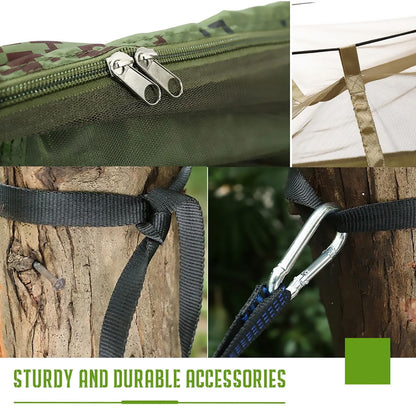 Camping Hammock Tent Set Double Outdoor Hanging Bed With Mosquito Net For Travel - Camouflage