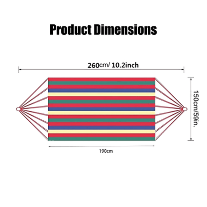 Double Outdoor Hammock 260x150cm with Straps for Camping Hanging Tree Bed - Red