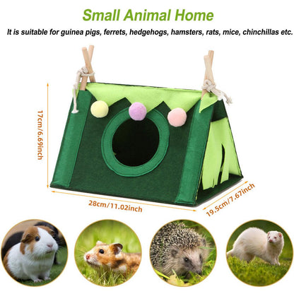 Hamster Tent Small Pet Hideout Pig Possum House Cool Triangle Nest Shelter - Green