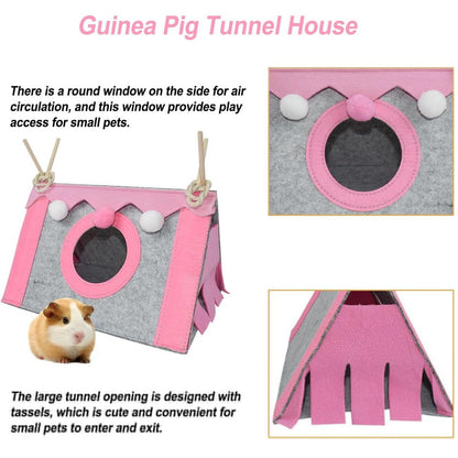 Hamster Tent Small Pet Hideout Pig Possum House Cool Triangle Nest Shelter - Pink