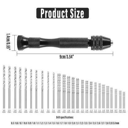 49pcs Mini Hand Drill Vise Hand Bits Twist Woodworking Set Precision Pin Tool