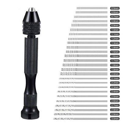 49pcs Mini Hand Drill Vise Hand Bits Twist Woodworking Set Precision Pin Tool