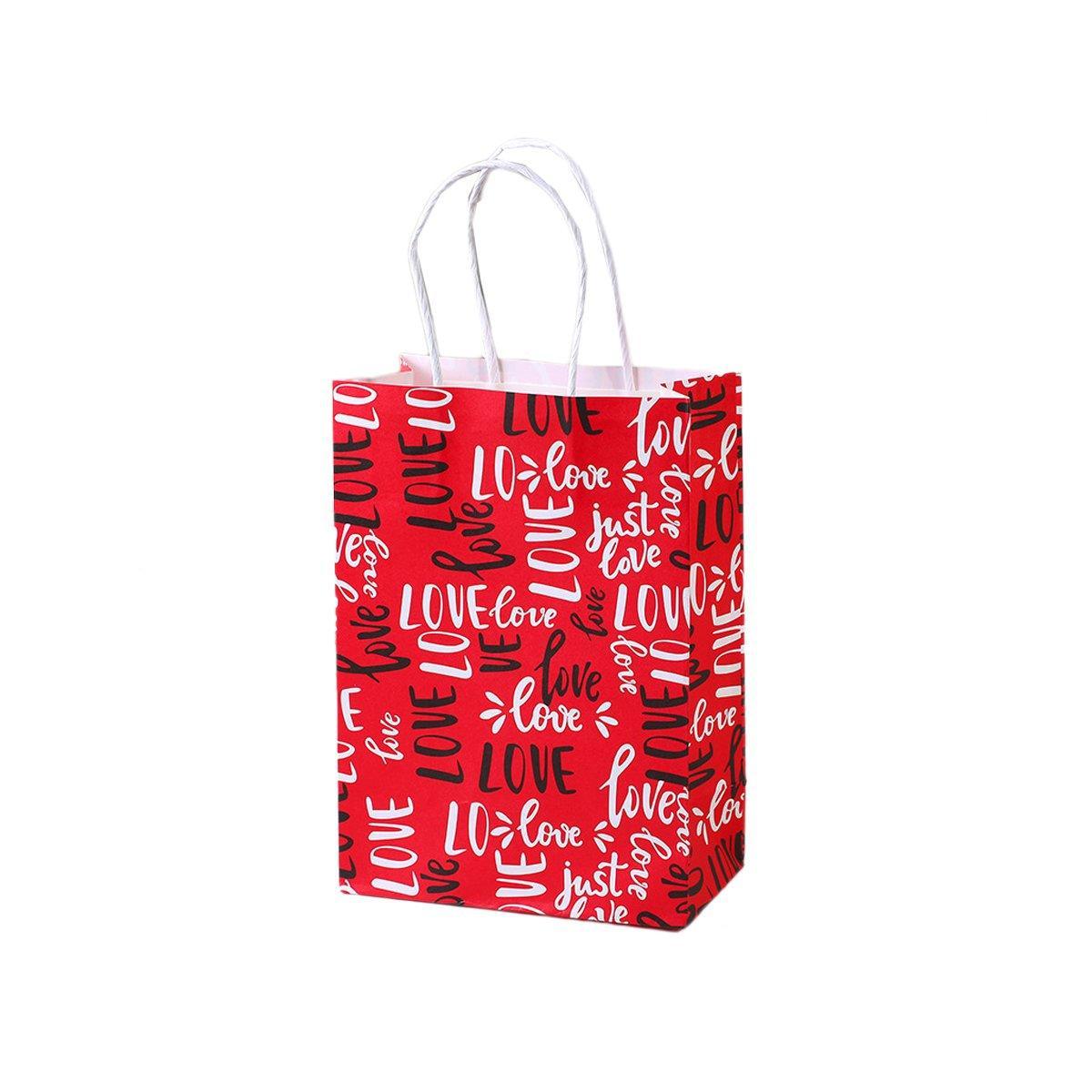 30x Valentines Day Love-Themed Tote Bag Elegant Kraft Paper Handbag Lightweight - Y169