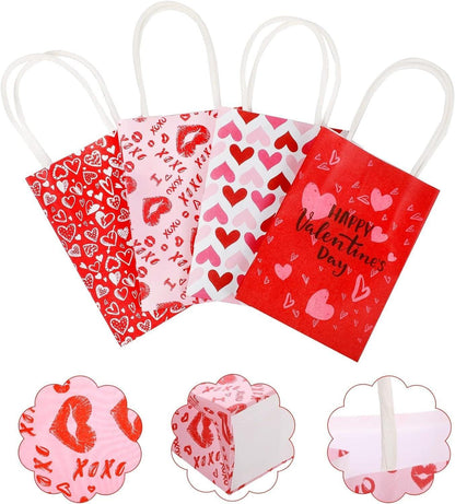 30x Valentines Day Love-Themed Tote Bag Elegant Kraft Paper Handbag Lightweight - Y170