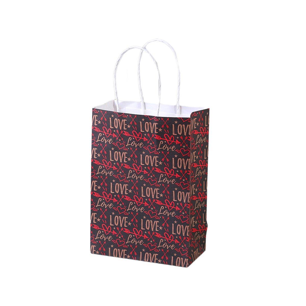 30x Valentines Day Love-Themed Tote Bag Elegant Kraft Paper Handbag Lightweight - Y170