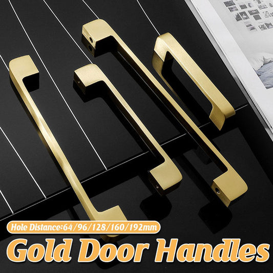 Modern Simple Handle Wardrobe Cabinet Drawer Pull All Copper Gold Door Handle - 192mm