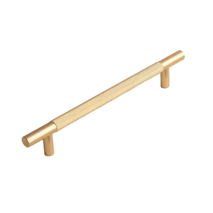 Light Luxury Cabinet Handle Full Copper Gold Straight Knurled Drawer Door Pull - 128mm