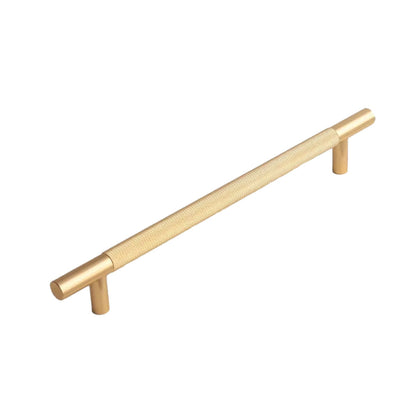 Light Luxury Cabinet Handle Full Copper Gold Straight Knurled Drawer Door Pull - 224mm