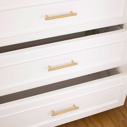Light Luxury Cabinet Handle Full Copper Gold Straight Knurled Drawer Door Pull - 96mm