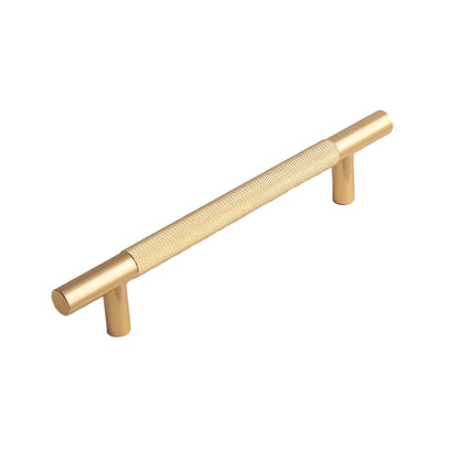 Light Luxury Cabinet Handle Full Copper Gold Straight Knurled Drawer Door Pull - Single Hole