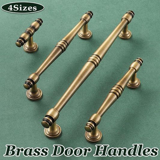 4 Sizes Brass Handles Vintage Cabinet Drawer Pulls for Wardrobe Door Furniture - Single Hole