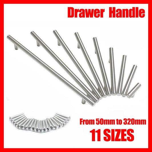 5pcs Silver Kitchen Cabinet Door Handles Stainless Steel Door Drawer Pull T Bar - 100mm/64mm