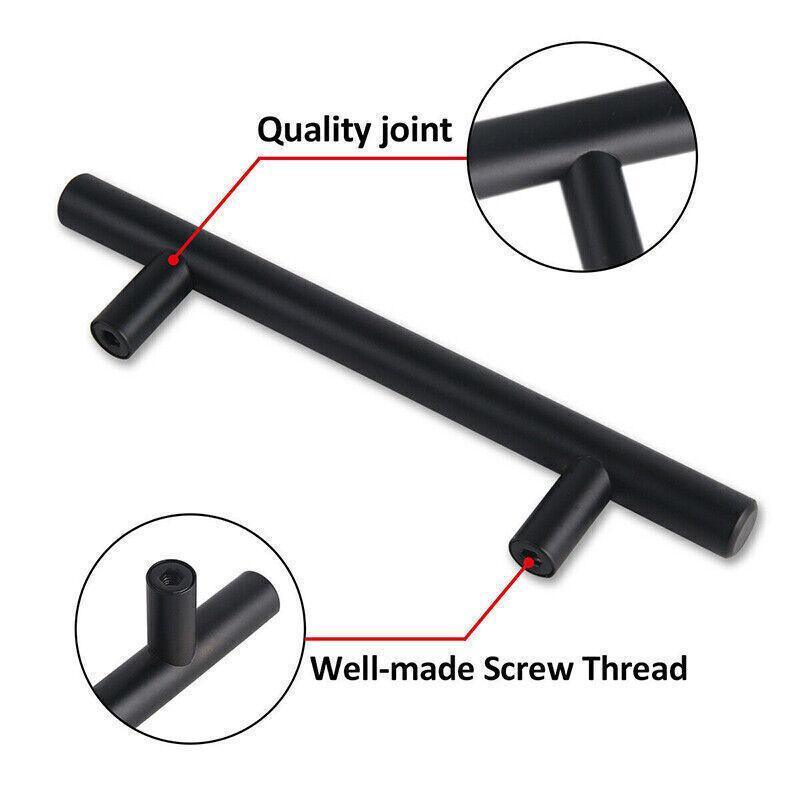 5pcs Silver Kitchen Cabinet Door Handles Stainless Steel Door Drawer Pull T Bar - 127mm/76mm