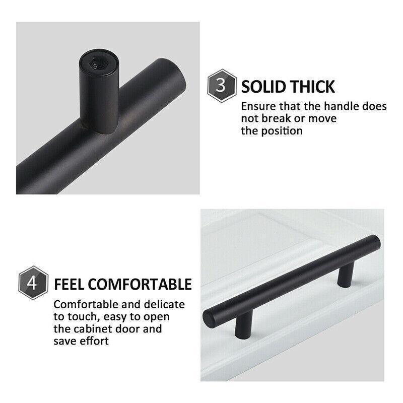 5pcs Silver Kitchen Cabinet Door Handles Stainless Steel Door Drawer Pull T Bar - 50mm
