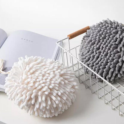 Chenille Hanging Ball Towel for Kitchen Bathroom Hand Drying Absorbent Cloth - Blue