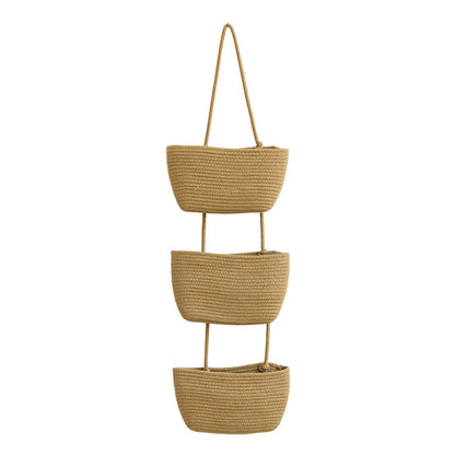 3 Layer Wall Mounted Storage Basket Hanging Organizer Rack for Household Items - White