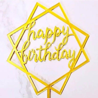 Acrylic Home Happy Birthday Decor Baking Cake Topper Card Party Decor Supply - Black B224