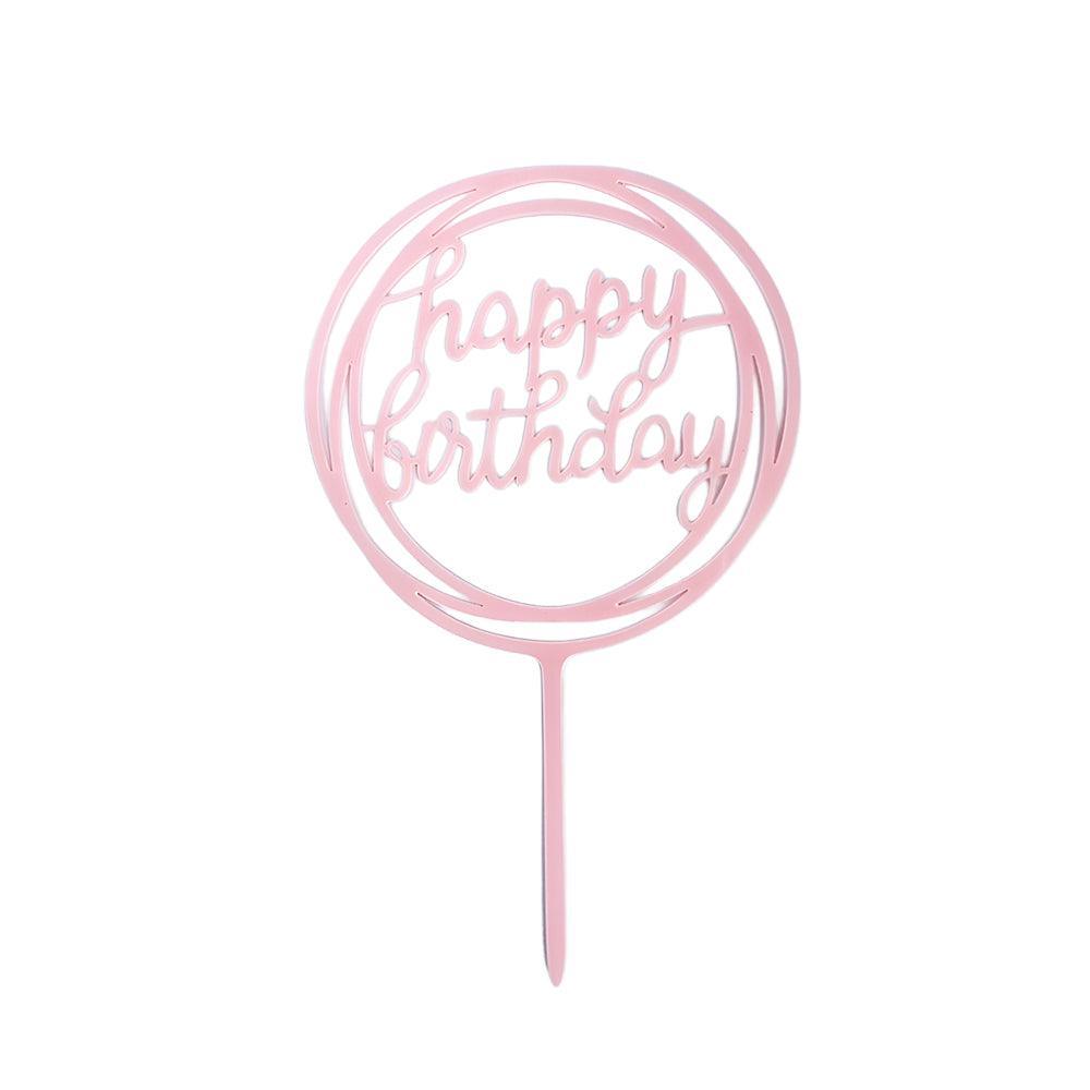 Acrylic Home Happy Birthday Decor Baking Cake Topper Card Party Decor Supply - Gold G24