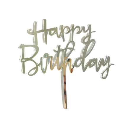 Acrylic Home Happy Birthday Decor Baking Cake Topper Card Party Decor Supply - Pink P17