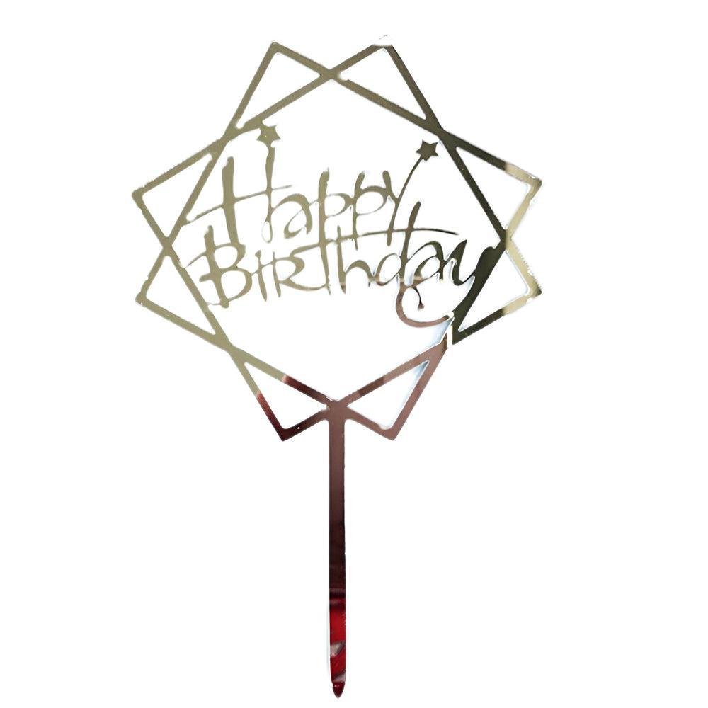 Acrylic Home Happy Birthday Decor Baking Cake Topper Card Party Decor Supply - Pink P20