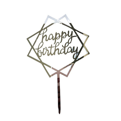 Acrylic Home Happy Birthday Decor Baking Cake Topper Card Party Decor Supply - Pink P20