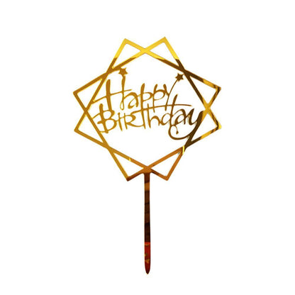 Acrylic Home Happy Birthday Decor Baking Cake Topper Card Party Decor Supply - Pink P48