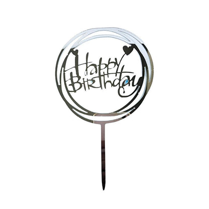 Acrylic Home Happy Birthday Decor Baking Cake Topper Card Party Decor Supply - Pink P48