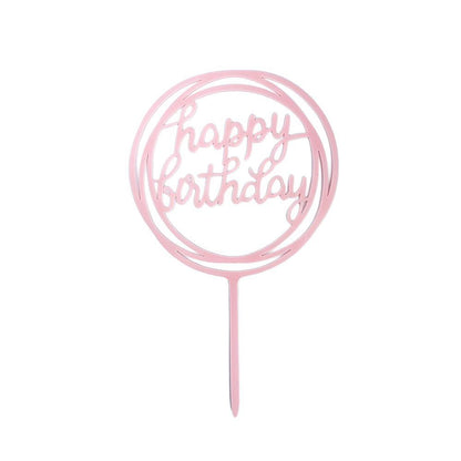 Acrylic Home Happy Birthday Decor Baking Cake Topper Card Party Decor Supply - Rose Gold R31
