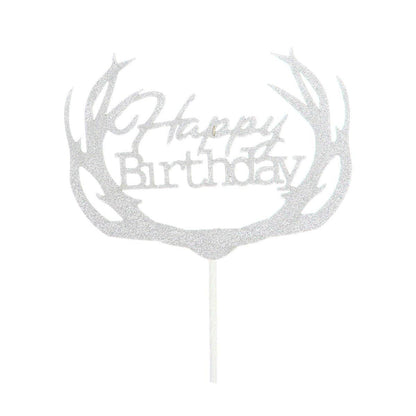 Happy Birthday Cake Topper Colour Printed Acrylic Party Decorations - Gold-Butterfly
